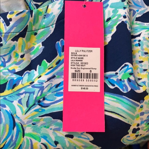 ⚓️NWT Lilly Pulitzer Lula romper Navy Scuba doo Sm - Picture 14 of 14